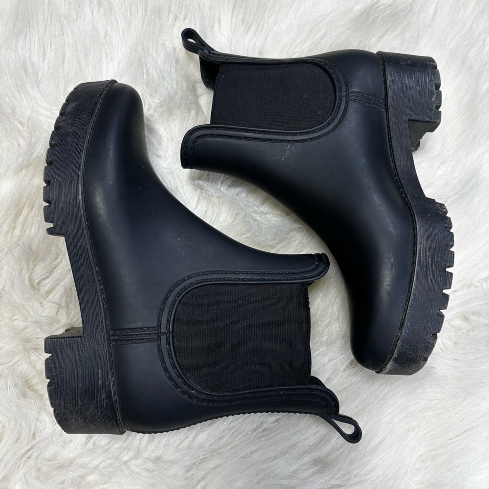 Jeffrey Campbell Black Chelsea Short Rubber Rain Boots size 6
